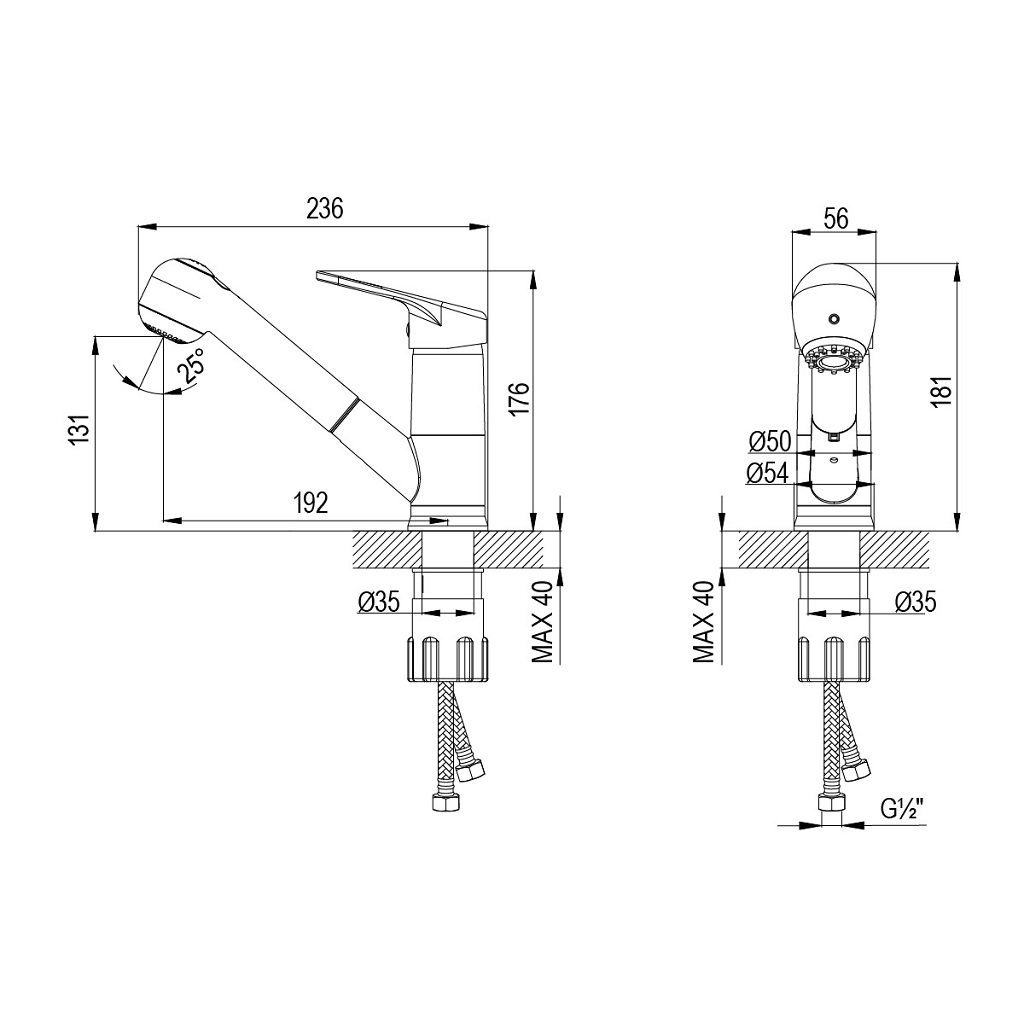 Смеситель Lemark Luna LM4150C, для кухни с вытяжным изливом
