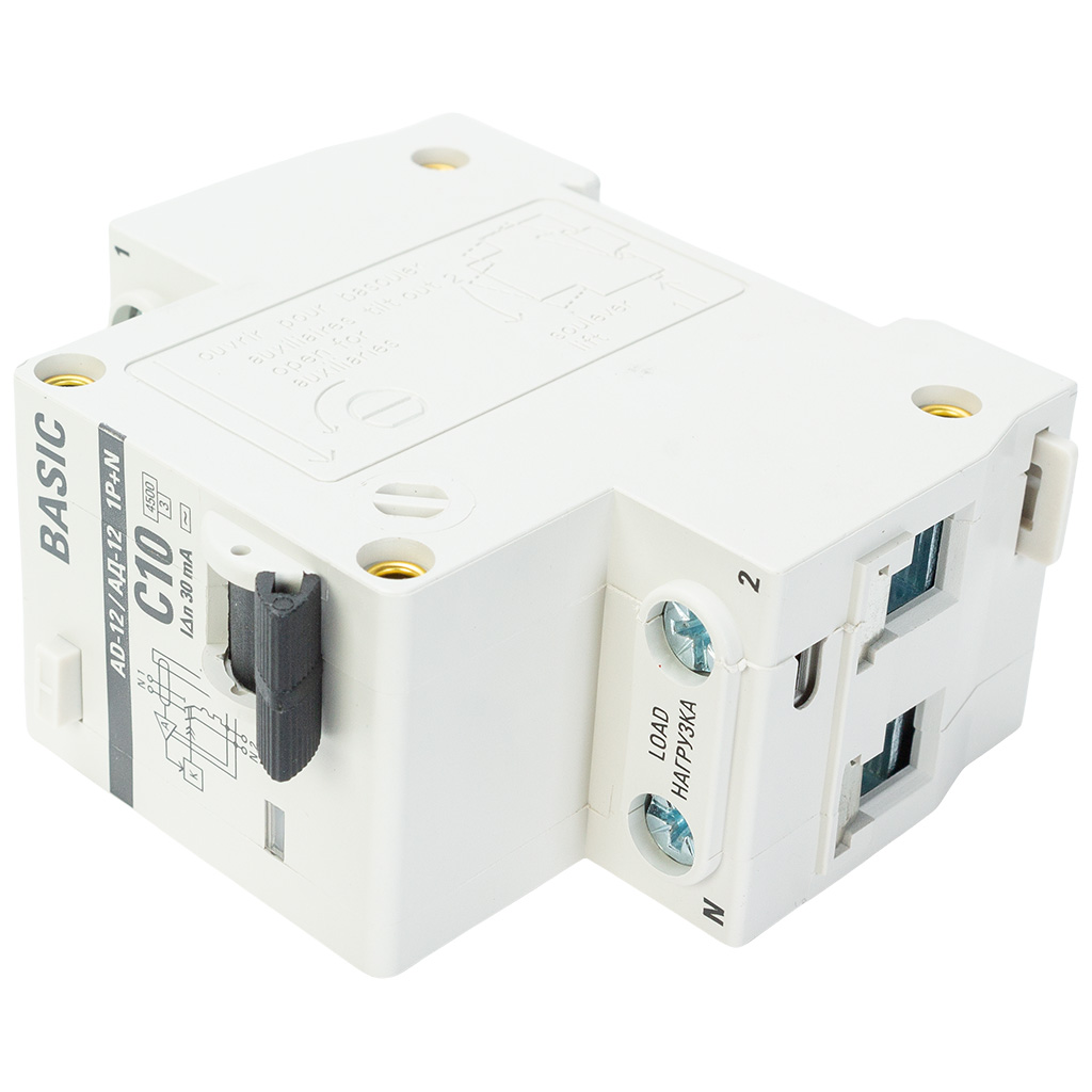 Дифференциальный автоматический выключатель АД-12 EKF, 2 полюсный, 10А 30мА  АС