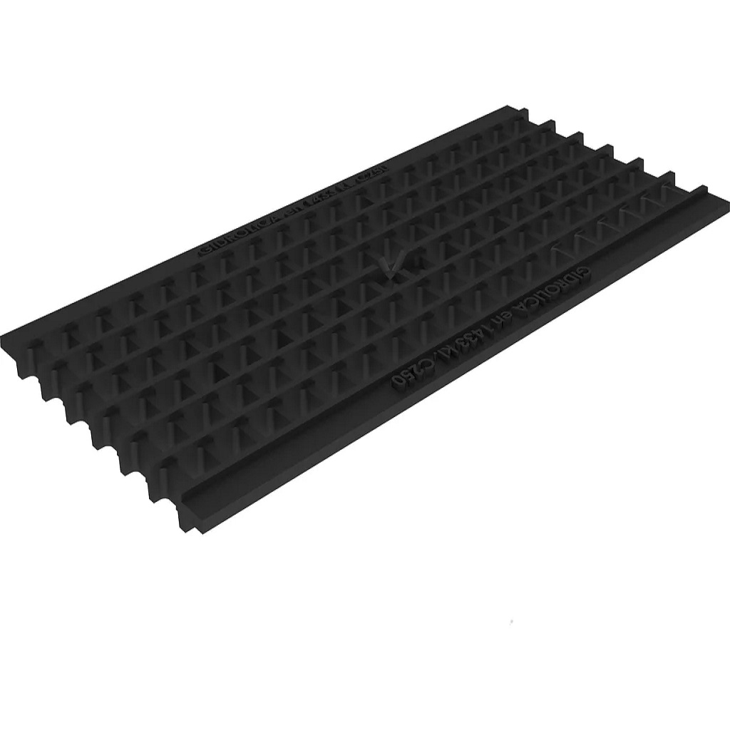 Лоток пластиковый Gidrolica Standart, в сборе с чугунной решеткой и крепежом, DN 200, КлС250, H 185, 1м