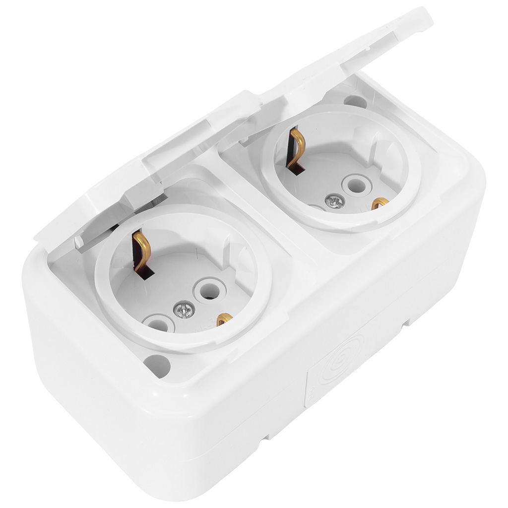 Розетка открытой проводки Bylectrica Пралеска Аква, 2-местная, 16А, IP54, белая