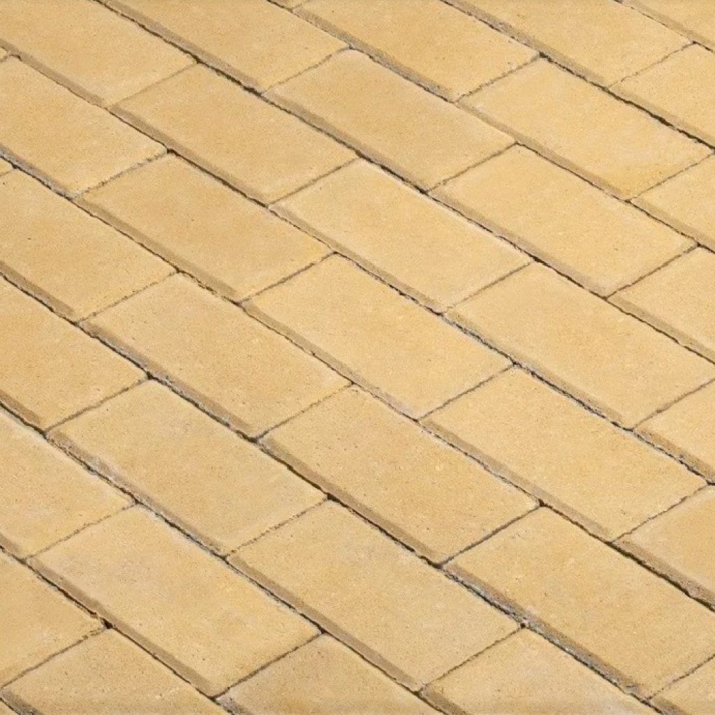 Плитка тротуарная прессованная "Брусчатка", ВКСМ, 40х100х200мм, желтая, 18м2/900шт.