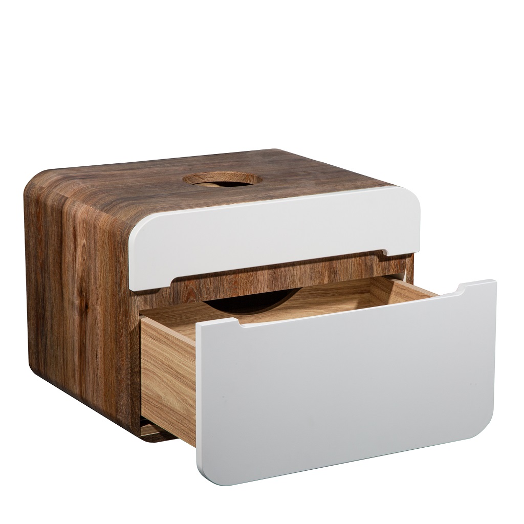 Тумба подвесная Ницца 60 с умывальником с, темное дерево/белый