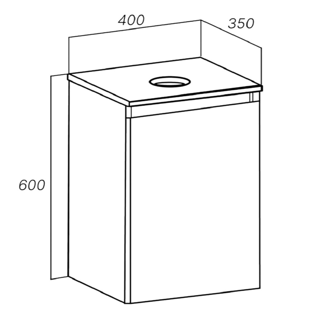 Тумба подвесная Бари 40 с умывальником UNO24, железный камень