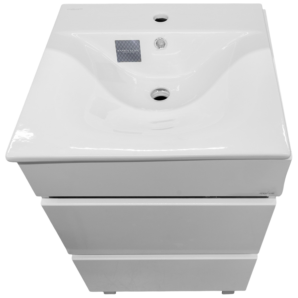 Тумба Mixline Брикс 50 с умывальником Breeze 50, белая