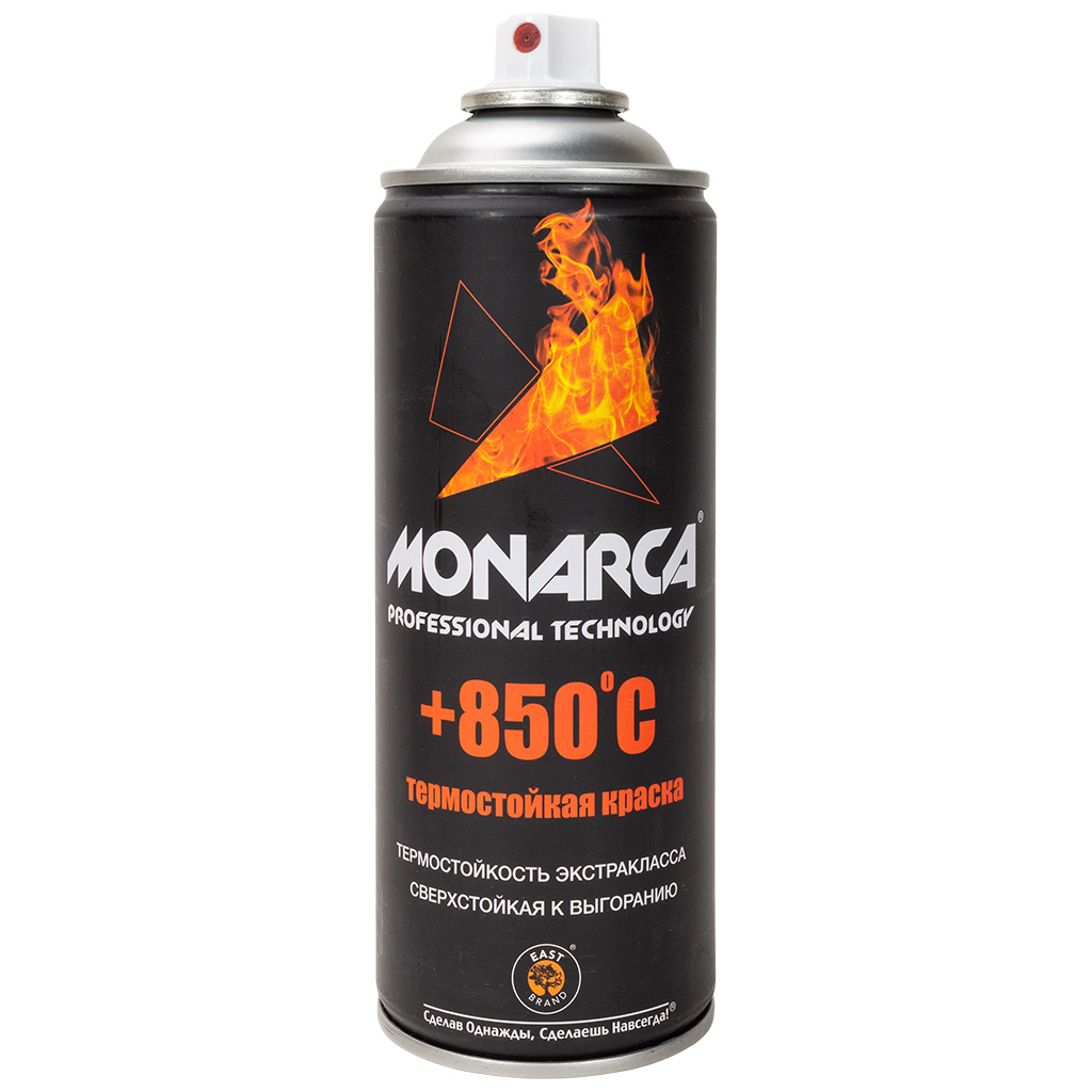 Эмаль аэрозольная термостойкая Monarca, черная 520мл, +850'C