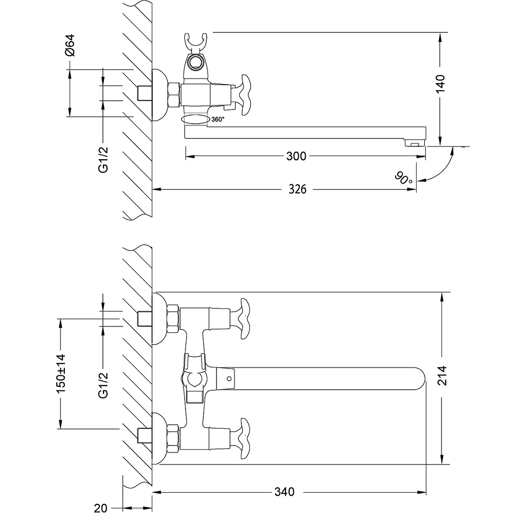 Смеситель Lemark Flora LM0152C, для ванны, хром