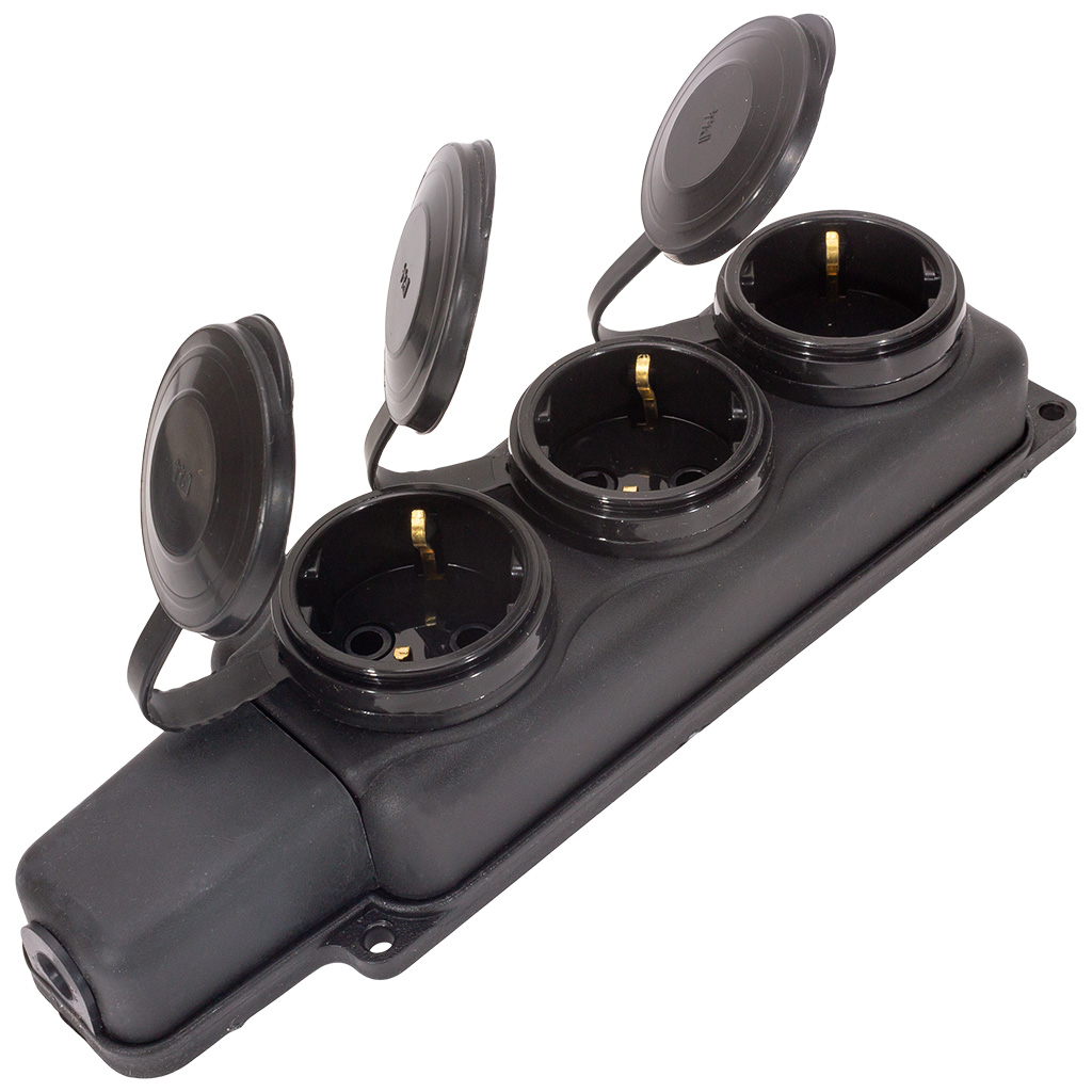 Колодка удлинителя Витебск, 3-местная, с заземлением, черная