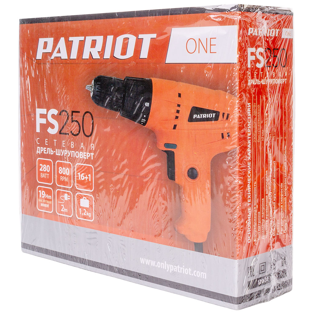 Дрель-шуруповерт сетевой Patriot FS 250, 280Вт