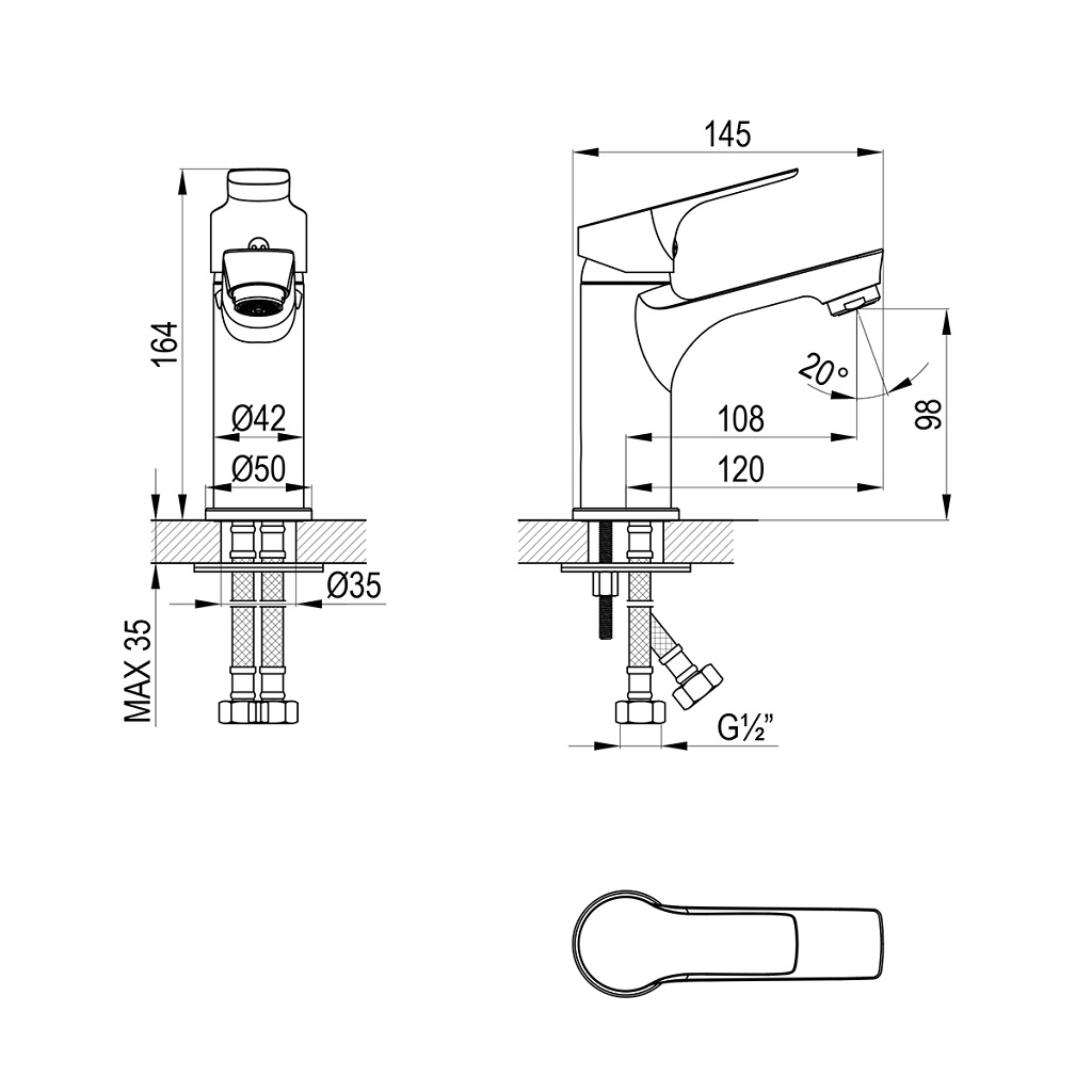 Смеситель Rossinka RS29-13, для умывальника