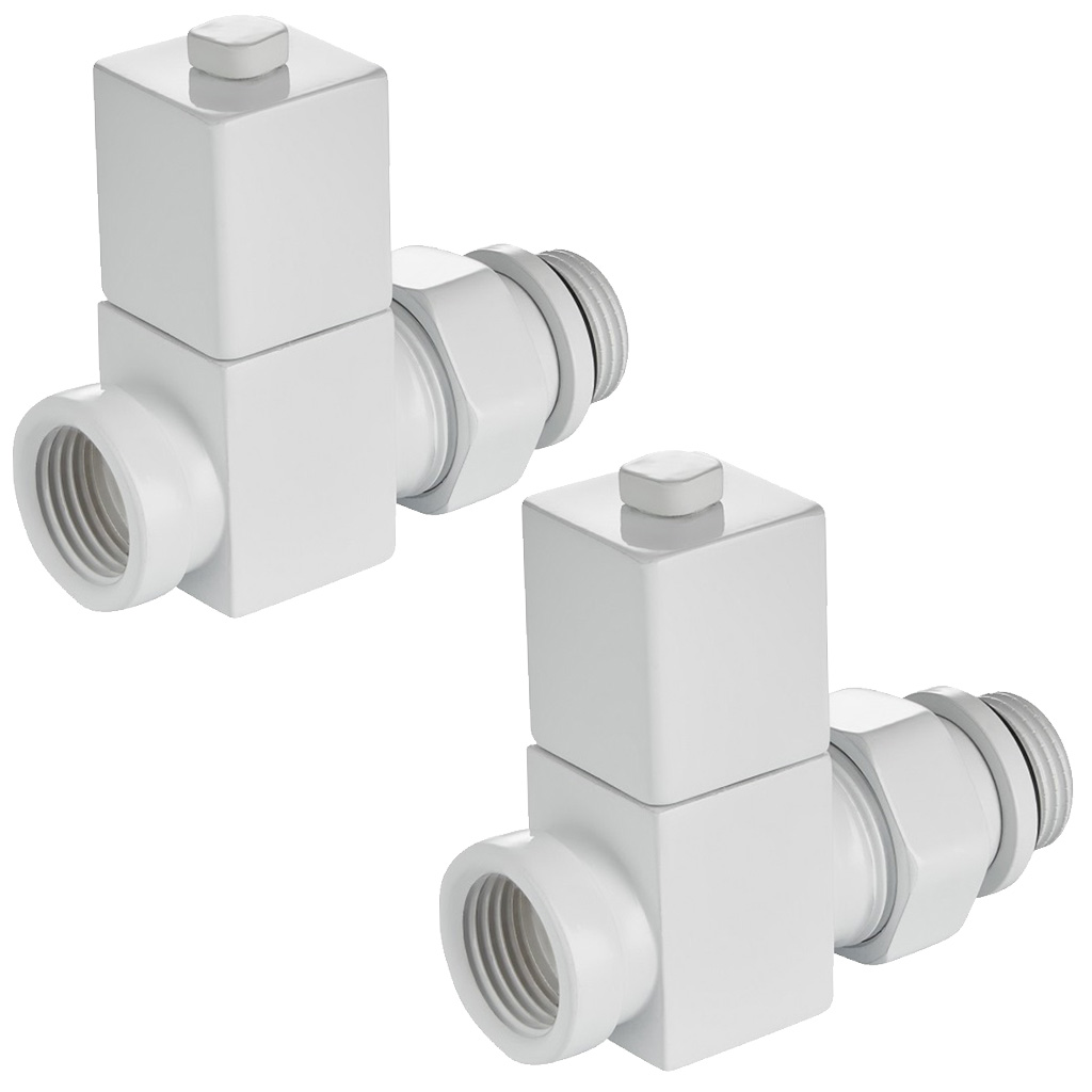 Набор дизайн-вентелей Royal Thermo Cube, белый, прямой, 1/2