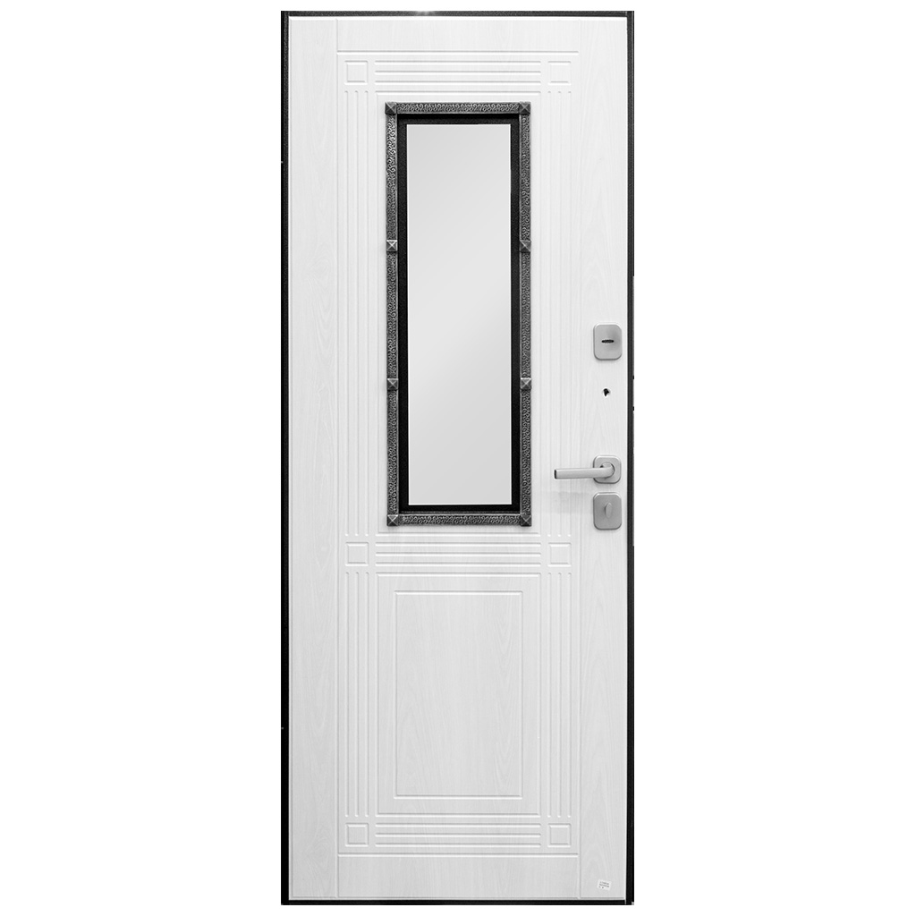 Дверь металлическая Ferroni Венеция серебро, Белый ясень, 860х2050ммх7.5см, правая