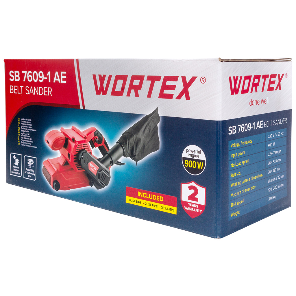 Шлифмашина ленточная 900Вт, WORTEX SB 7609-1 AE