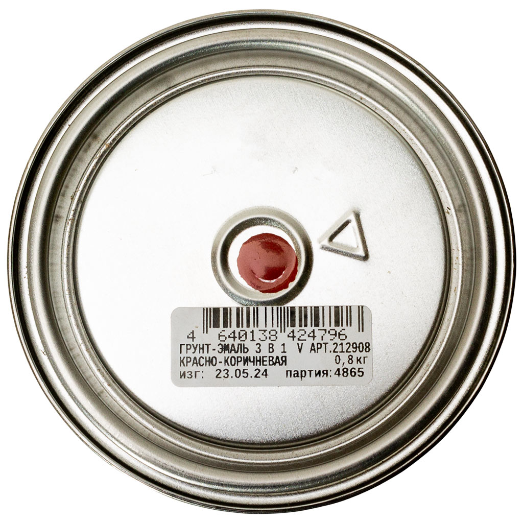 Грунт-эмаль "V" по ржавчине 3в1, красно-коричневая, 0,8кг