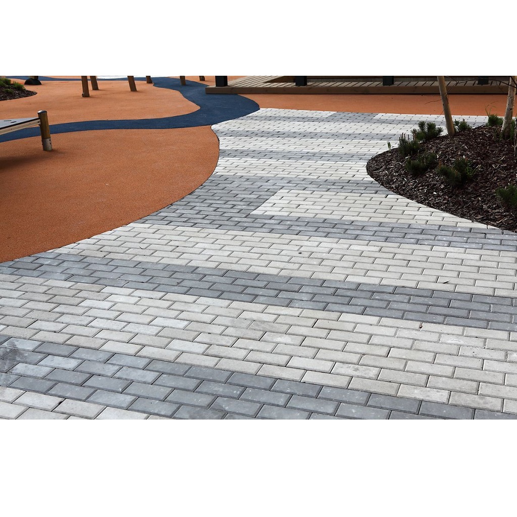 Плитка тротуарная прессованная "Брусчатка", Зенит Черноземье, 40х100х200мм, белая, 19.44м2/972шт.