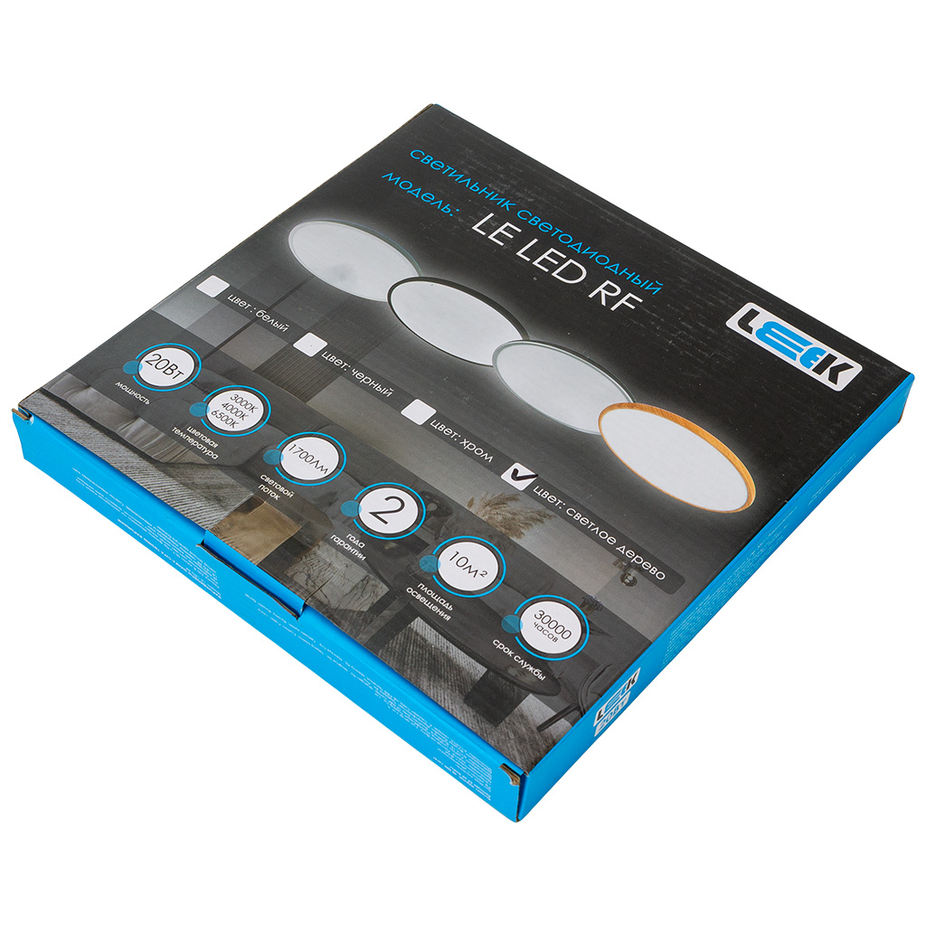 Светильник светодиодный Leek, 20Вт, 3000-6500К, дерево, IP40, круг