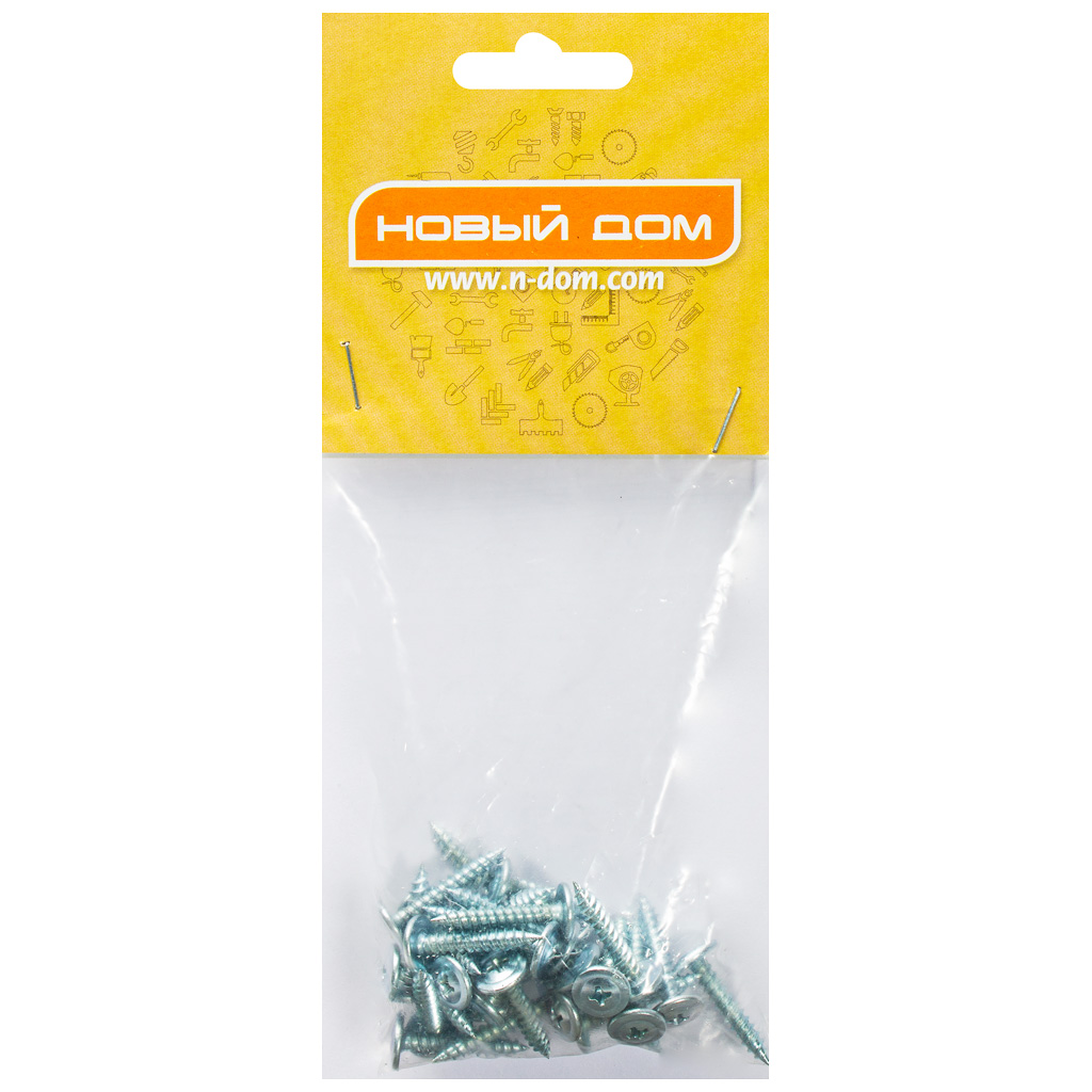 Саморез с прессшайбой 4.2 х 25, оцинкованный, острый, пакет 30 шт/упак