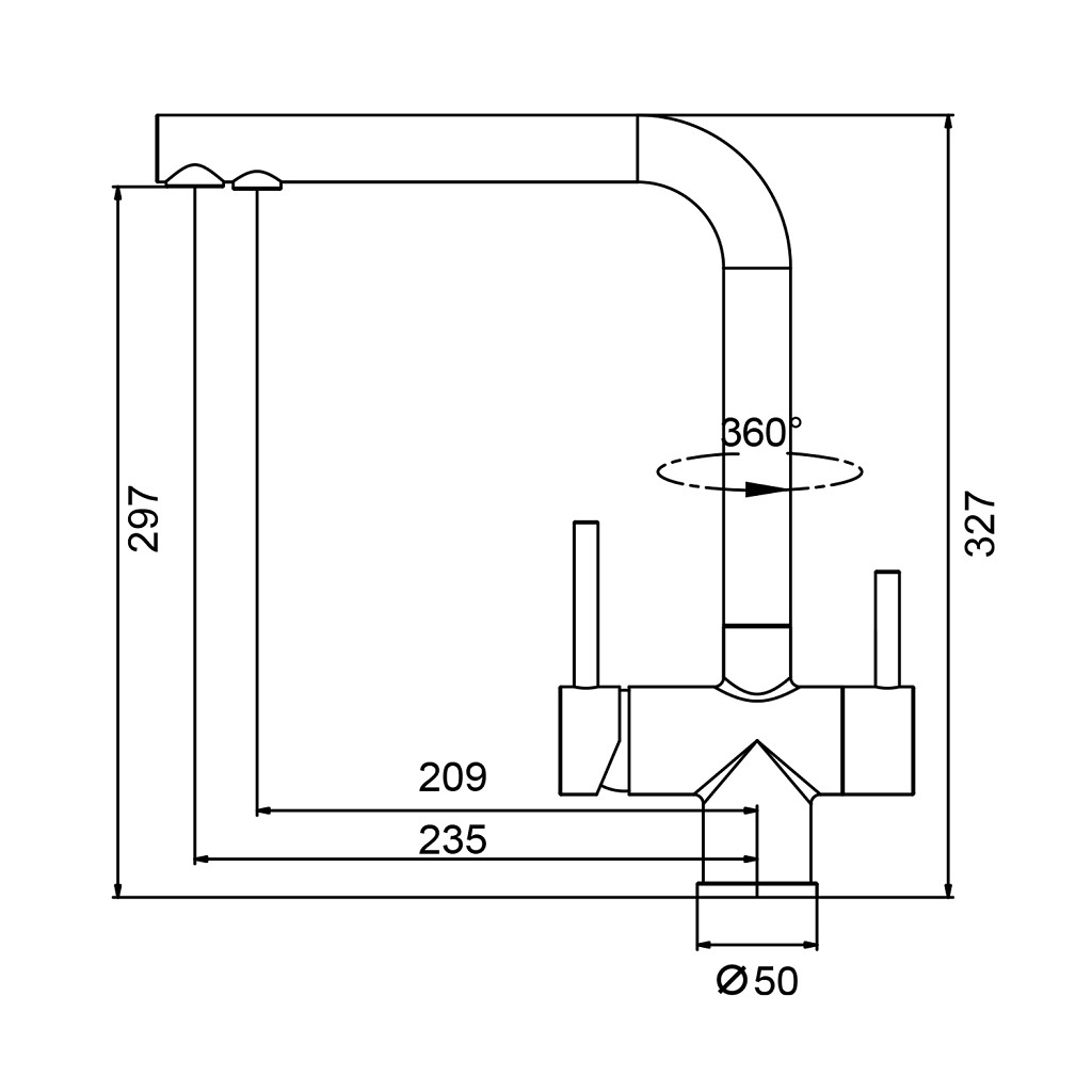 Смеситель Splenka S70.61.03, для кухни, с подключением к фильтру для питьевой воды, золото