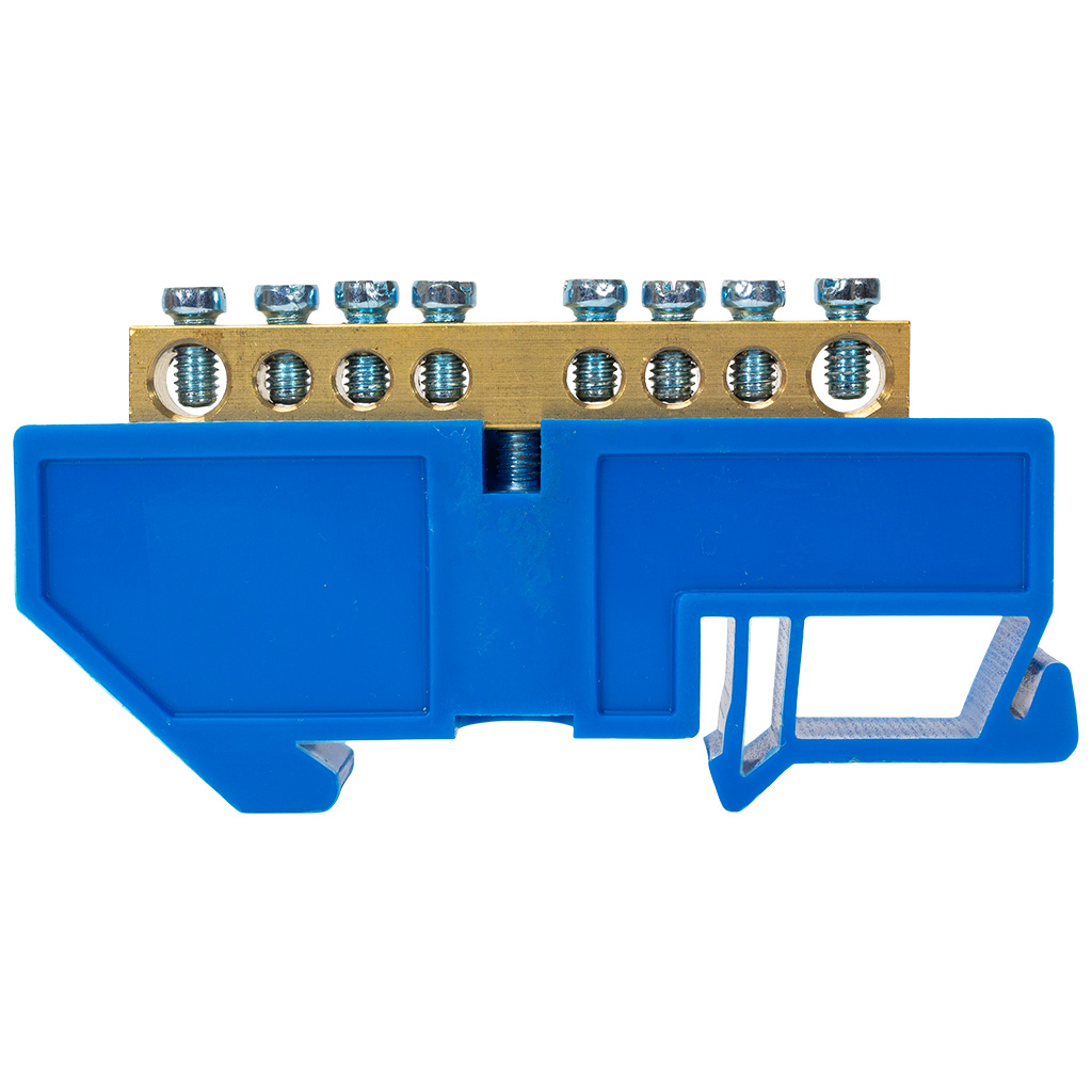 Шина нулевая EKF, N (6х9мм) 8 отверстий, синий изолятор на DIN-рейку