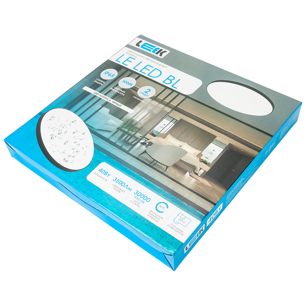 Светильник светодиодный Leek, 40Вт, 5000K, IP65, черный