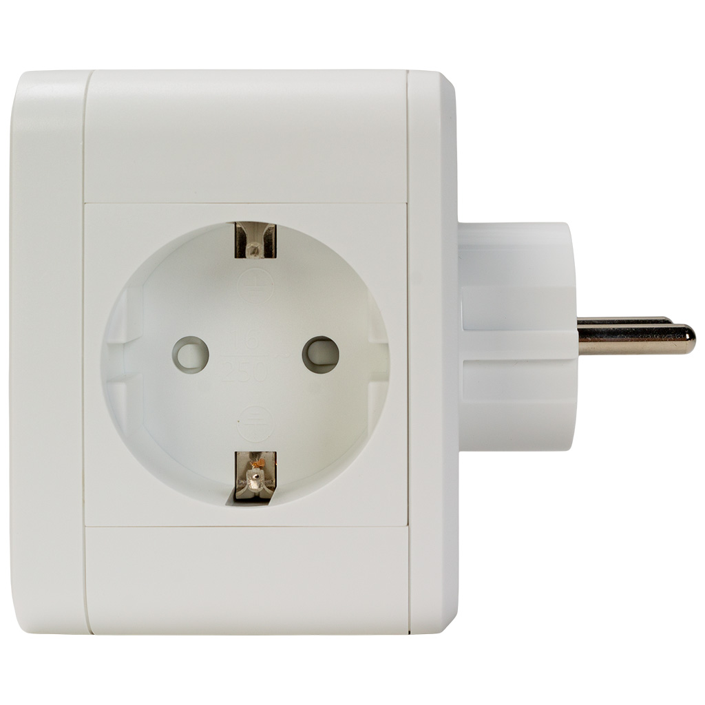 Разветвитель Куб EKF, 2 гнезда+2 USB, с заземлением, 16А, белый