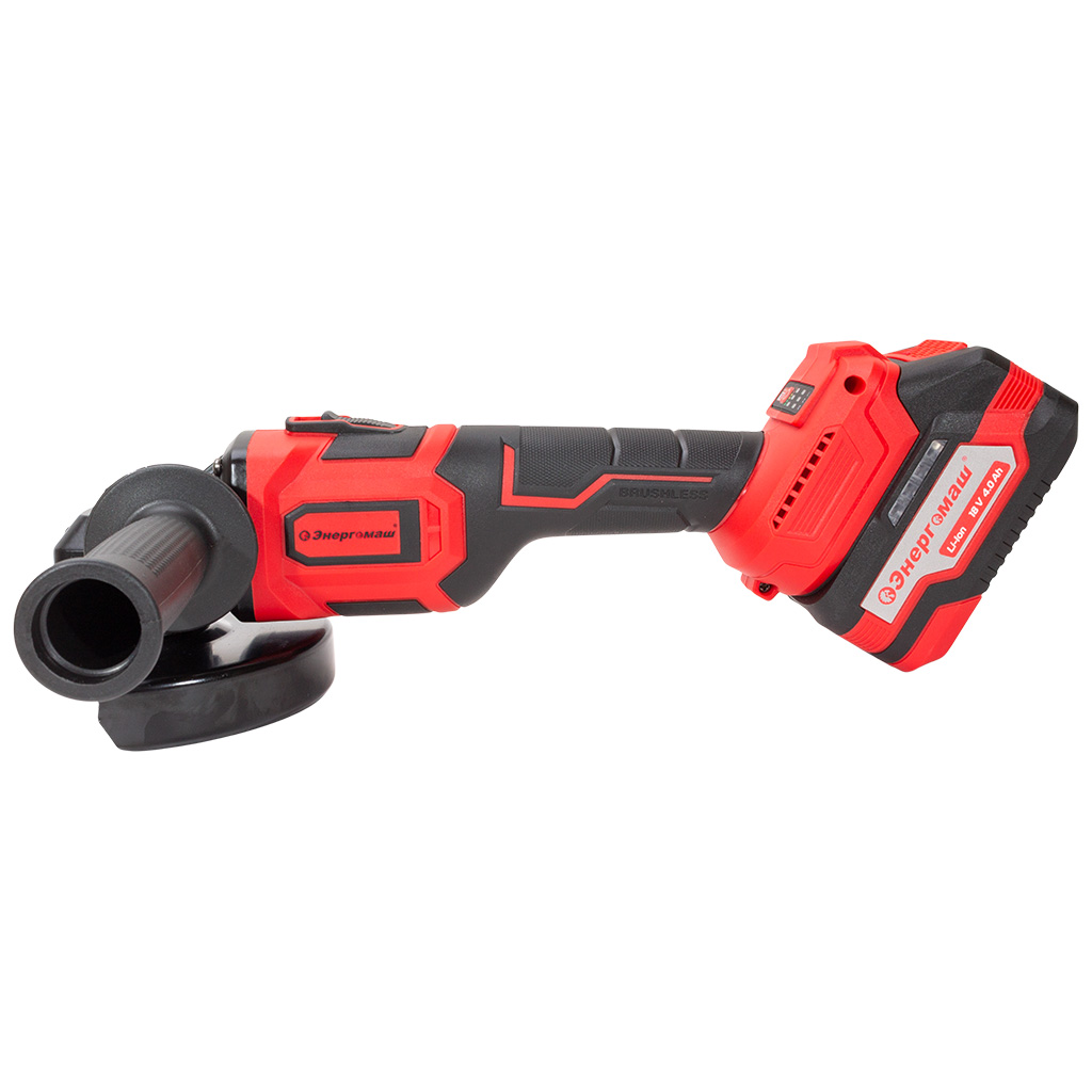 Углошлифовальная, аккумуляторная машина Энергомаш 1812БЭ, тонкая рукоять, d-125мм, 1000Вт