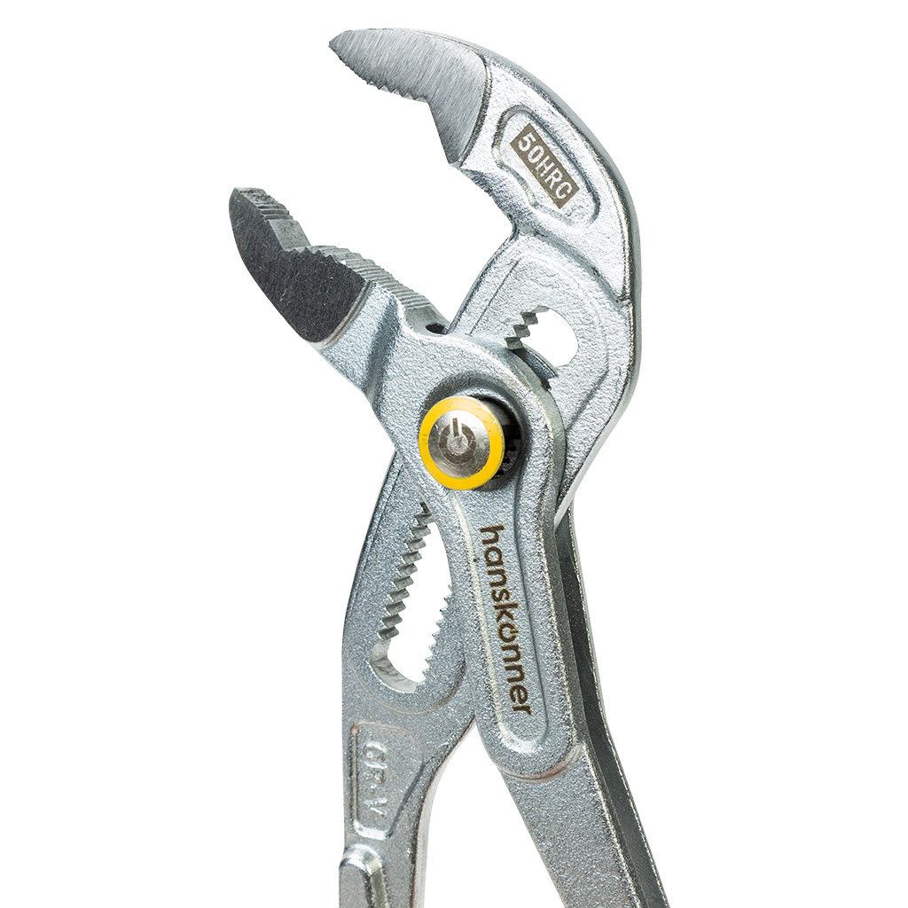 Клещи переставные Hanskonner, кнопочный шарнир, зев 50мм, 250мм