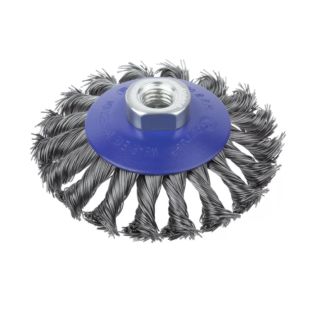 Щетка-крацовка коническая Cutop Profi, для УШМ, крученая проволока 0,5мм/100мм, М14