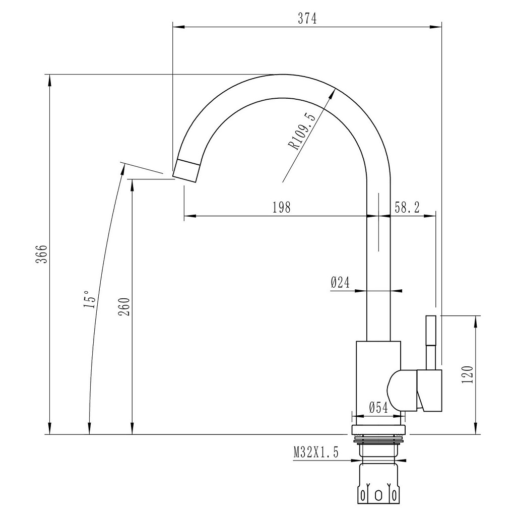 Смеситель Mixline ML-GS15, серый, для кухни