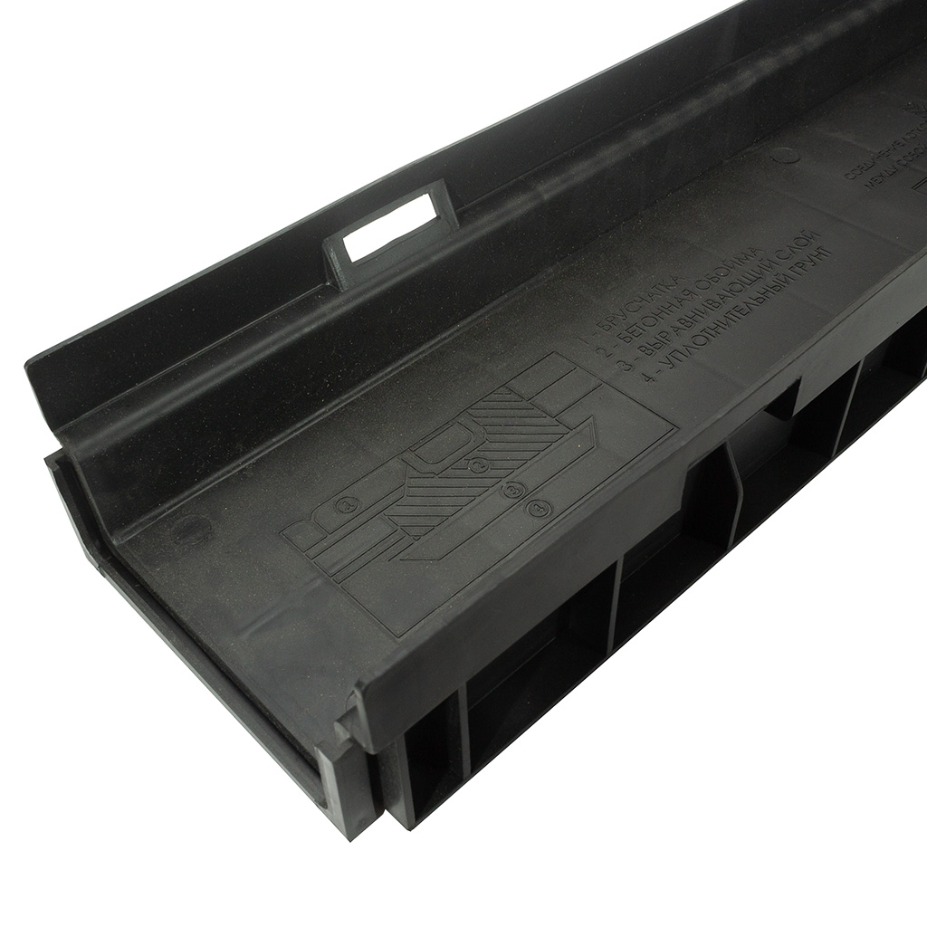 Лоток водосточный Gidrolica Light с пластиковой решеткой, DN100, Кл.А15, 1000х116х55мм