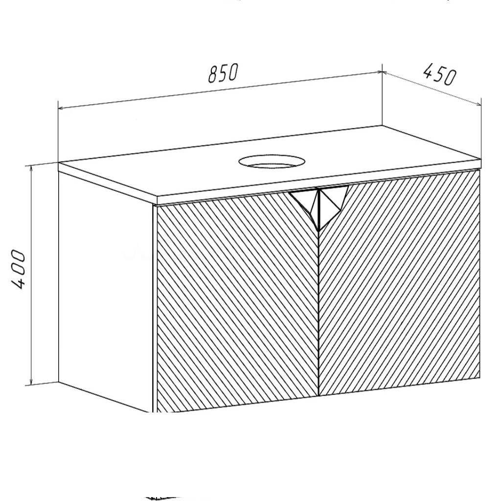 Тумба подвесная Андорра 85 с умывальником Poligono, кашемир, серый/дуб какао