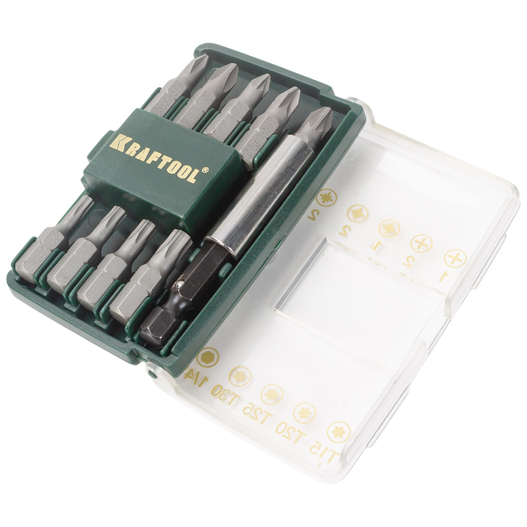 Набор бит Kraftool Compact-10, 10 предметов с магнитным адаптером