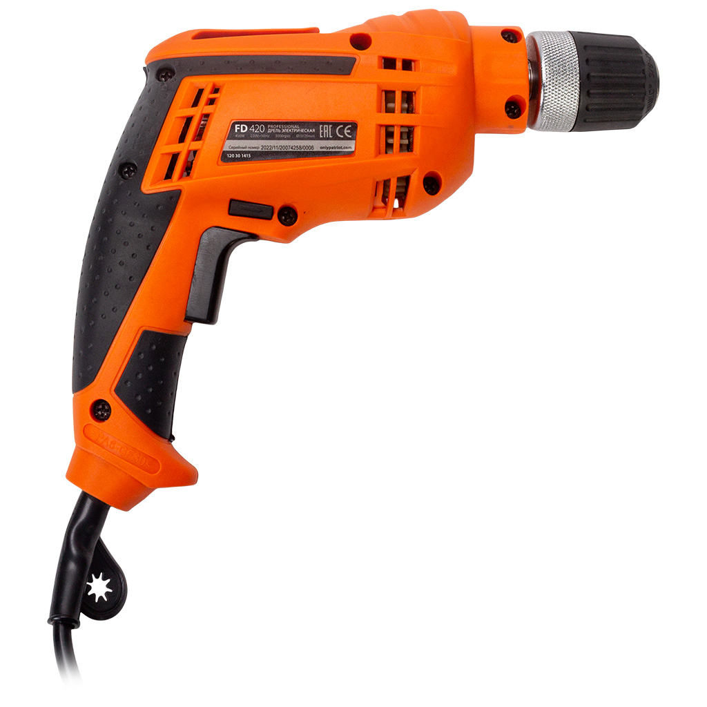 Дрель-шуруповерт сетевой Patriot FD 420, 450Вт