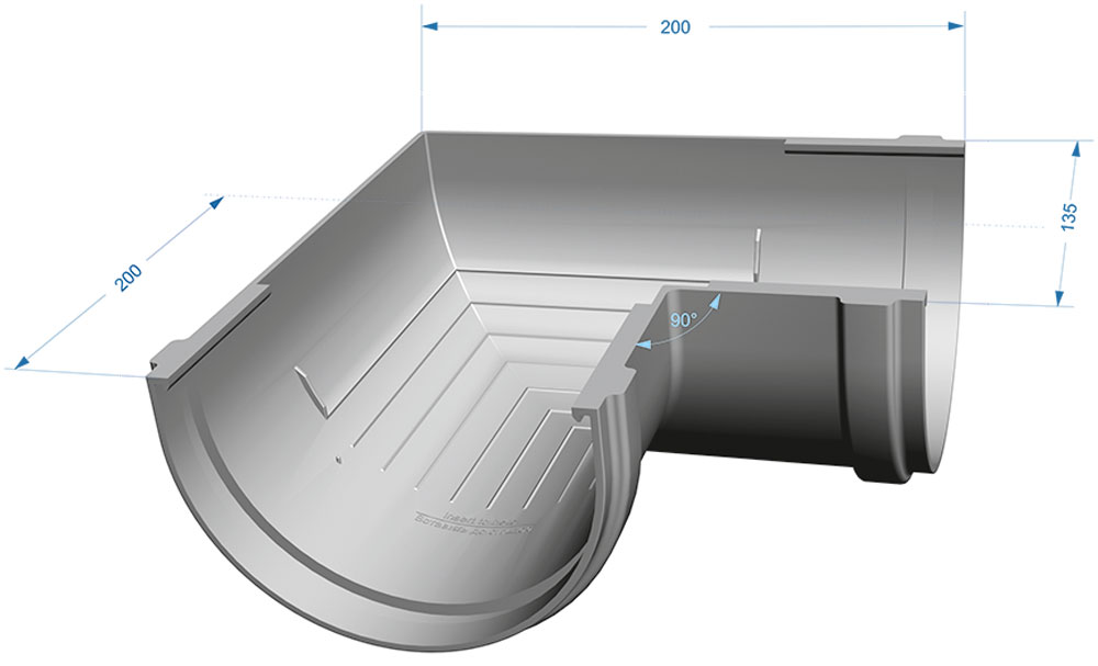 Угол желоба водосточного Дёке Premium, 90', универсальный, пломбир
