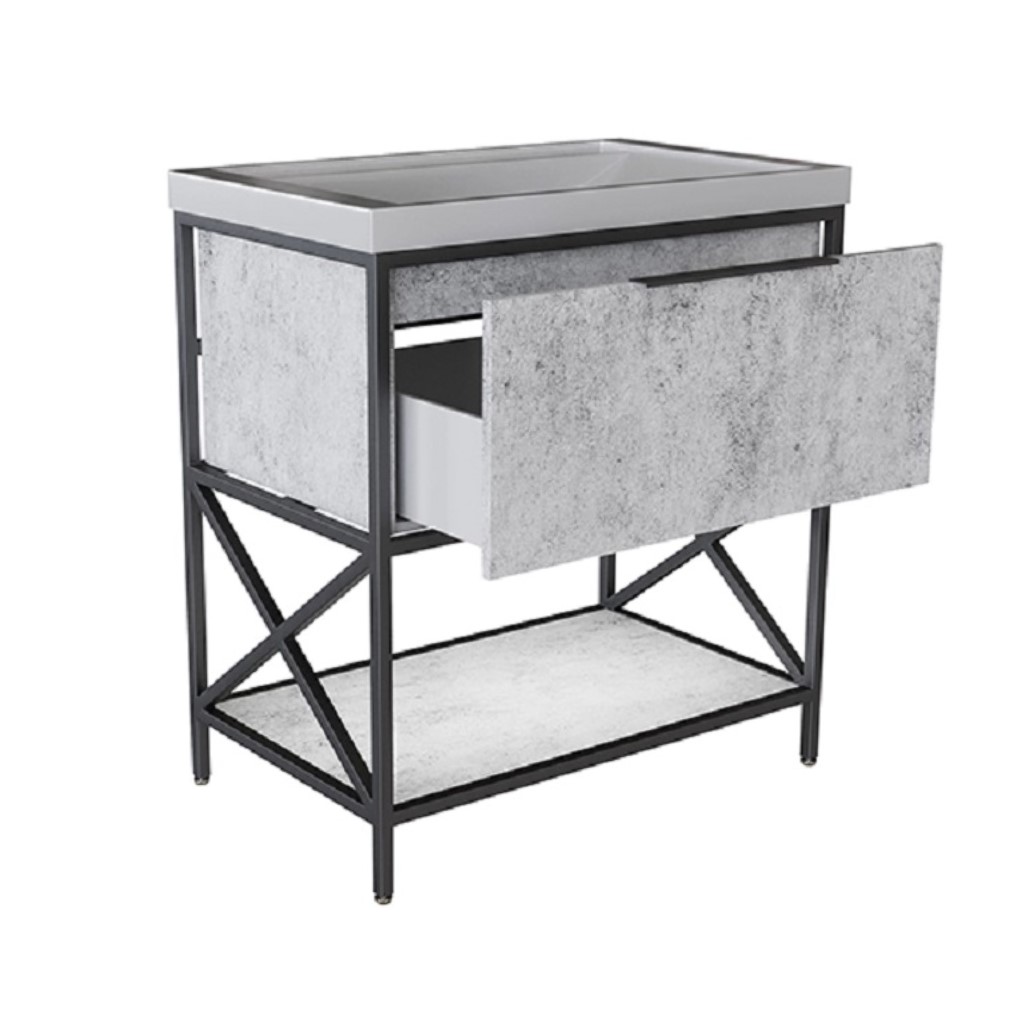 Тумба напольная Бруклин 80 с умывальником Фест 80, бетон