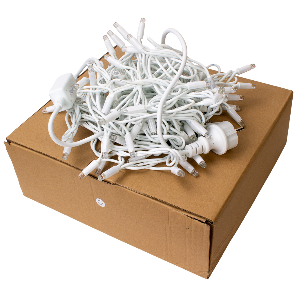 Гирлянда Нить, 10м, белый провод, холодный свет, уличная