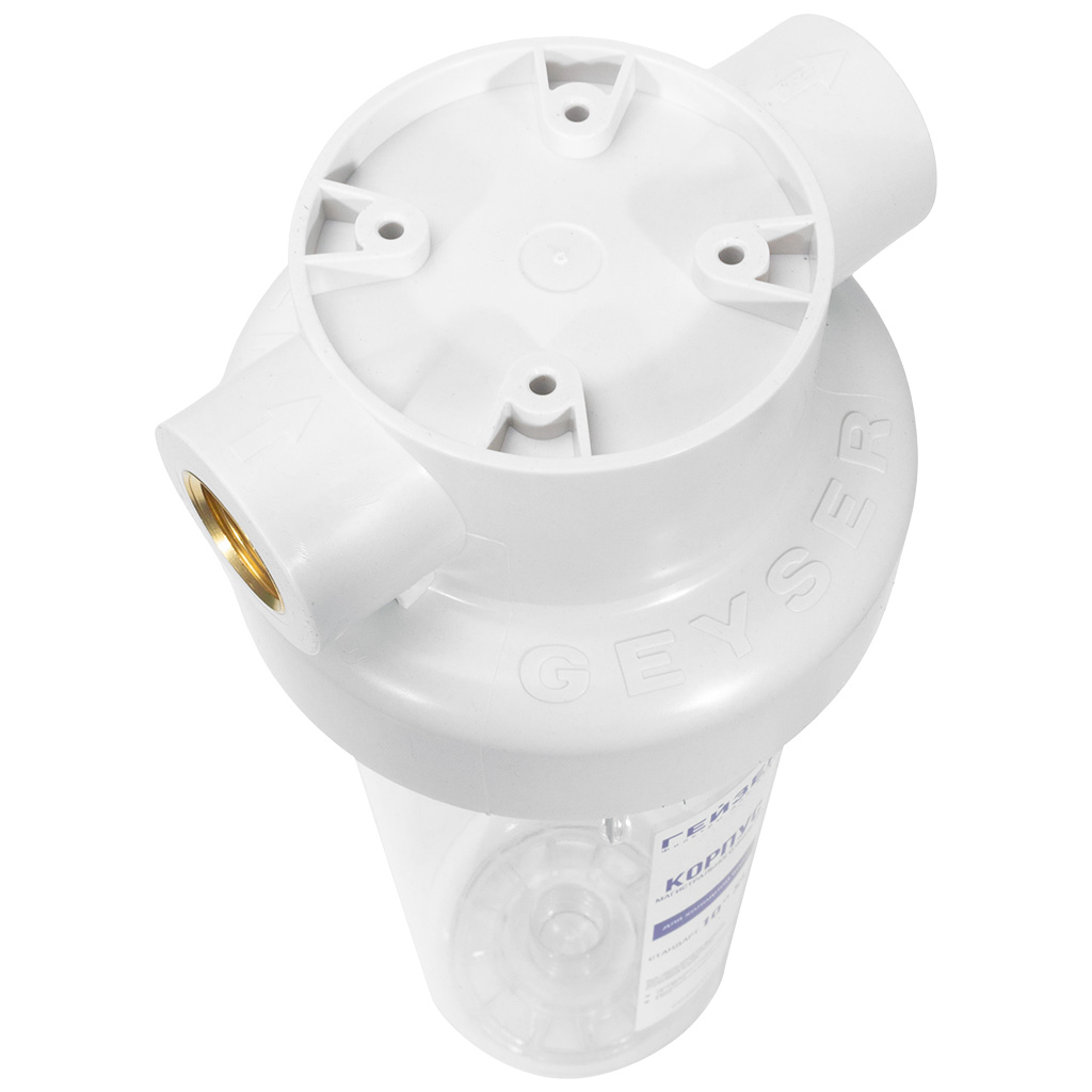 Магистральный фильтр для холодной воды Гейзер, Н10В-10SL 1/2", внутренняя резьба, прозрачный