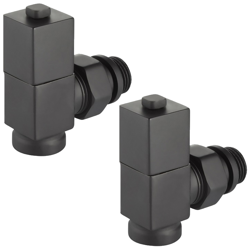 Набор дизайн-вентелей Royal Thermo Cube, черный, угловой, 1/2