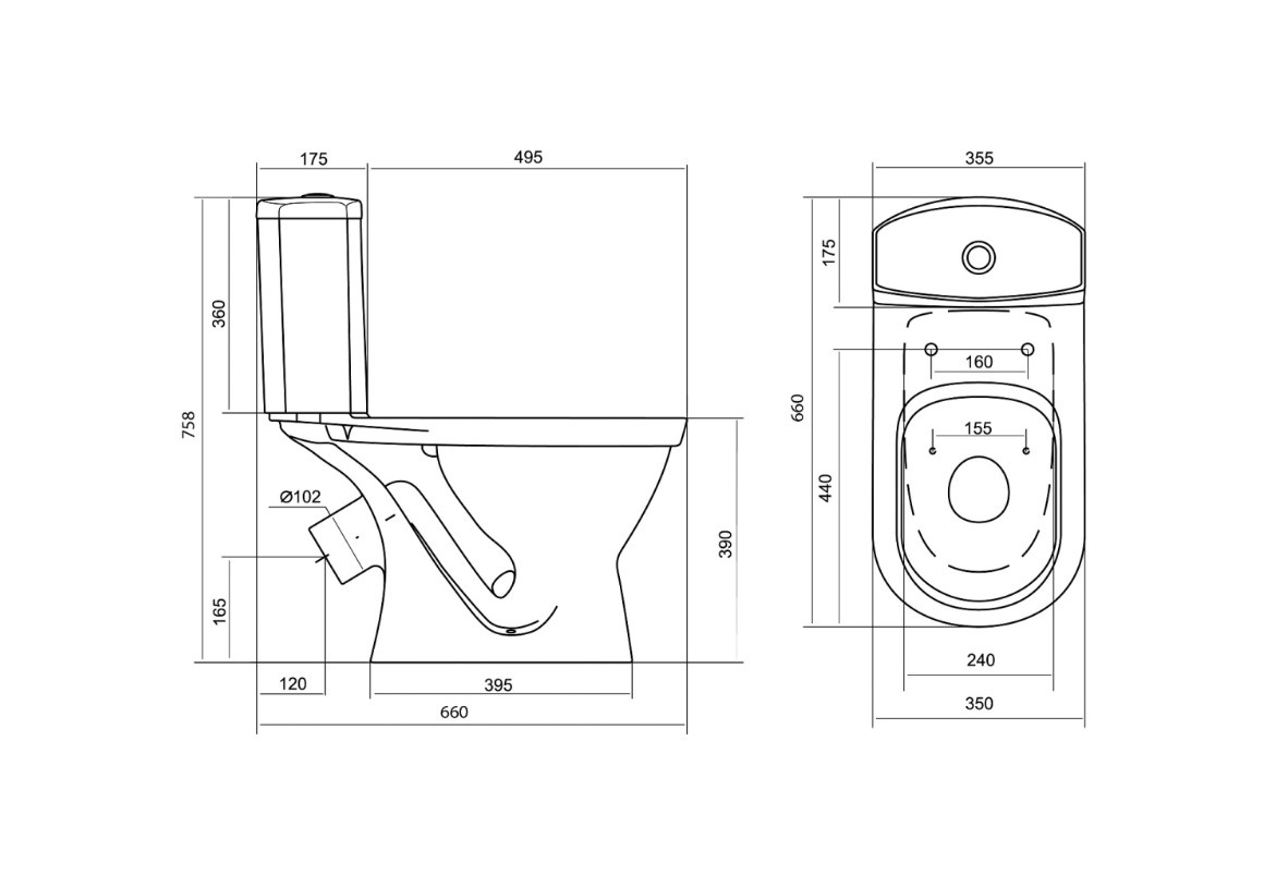 Унитаз-компакт Santek Алькор, нижняя подводка, выпуск косой