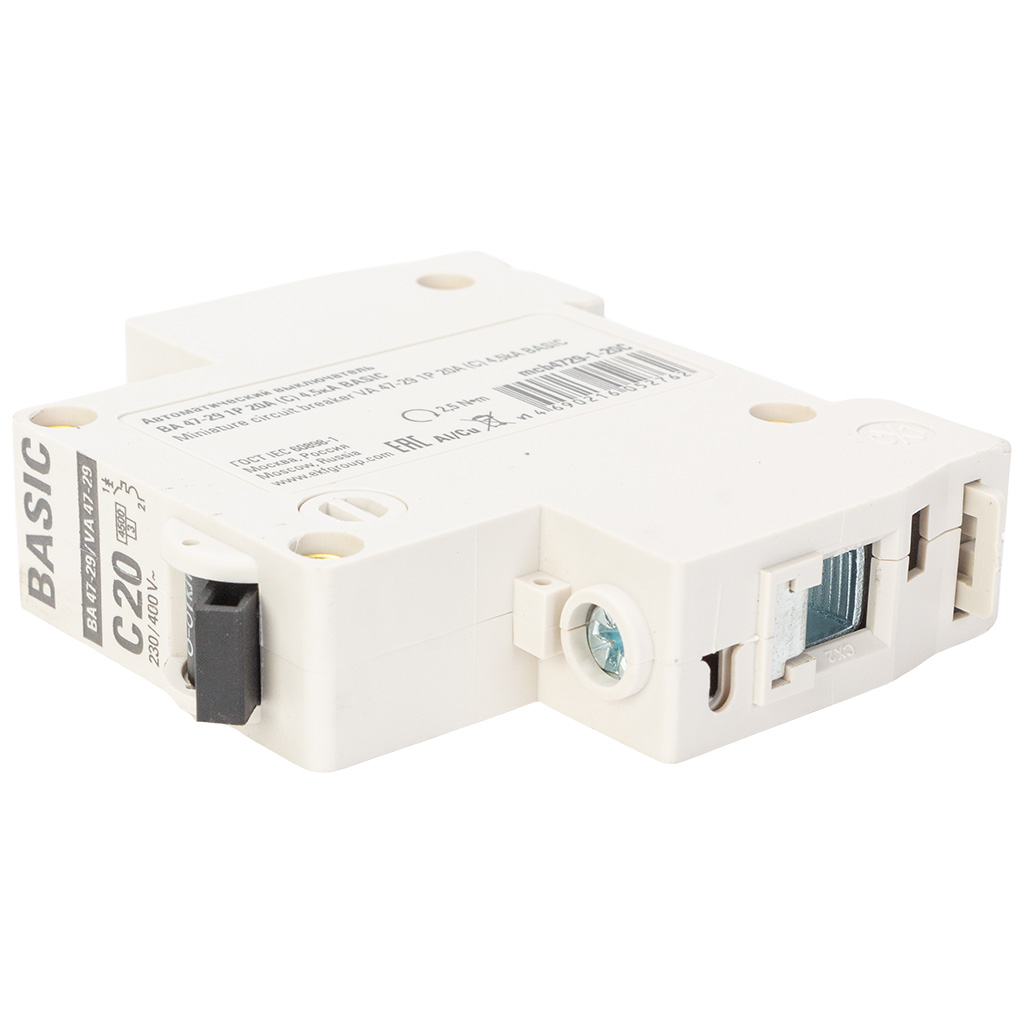 Выключатель автоматический ВА47-29 EKF, 1 полюсный, 20А С 4.5кА