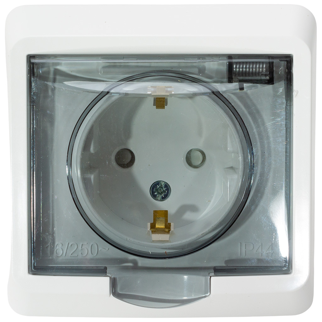 Розетка скрытой проводки Systeme Electric Этюд, 1-местная, 16А, с заземлением, белая.