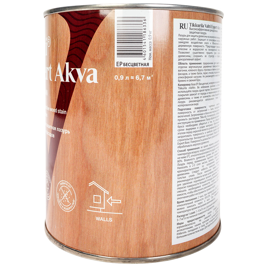 Антисептик декоративный Tikkurila Valtti Эксперт Аква, бесцветный, "база под колеровку" 0.9л