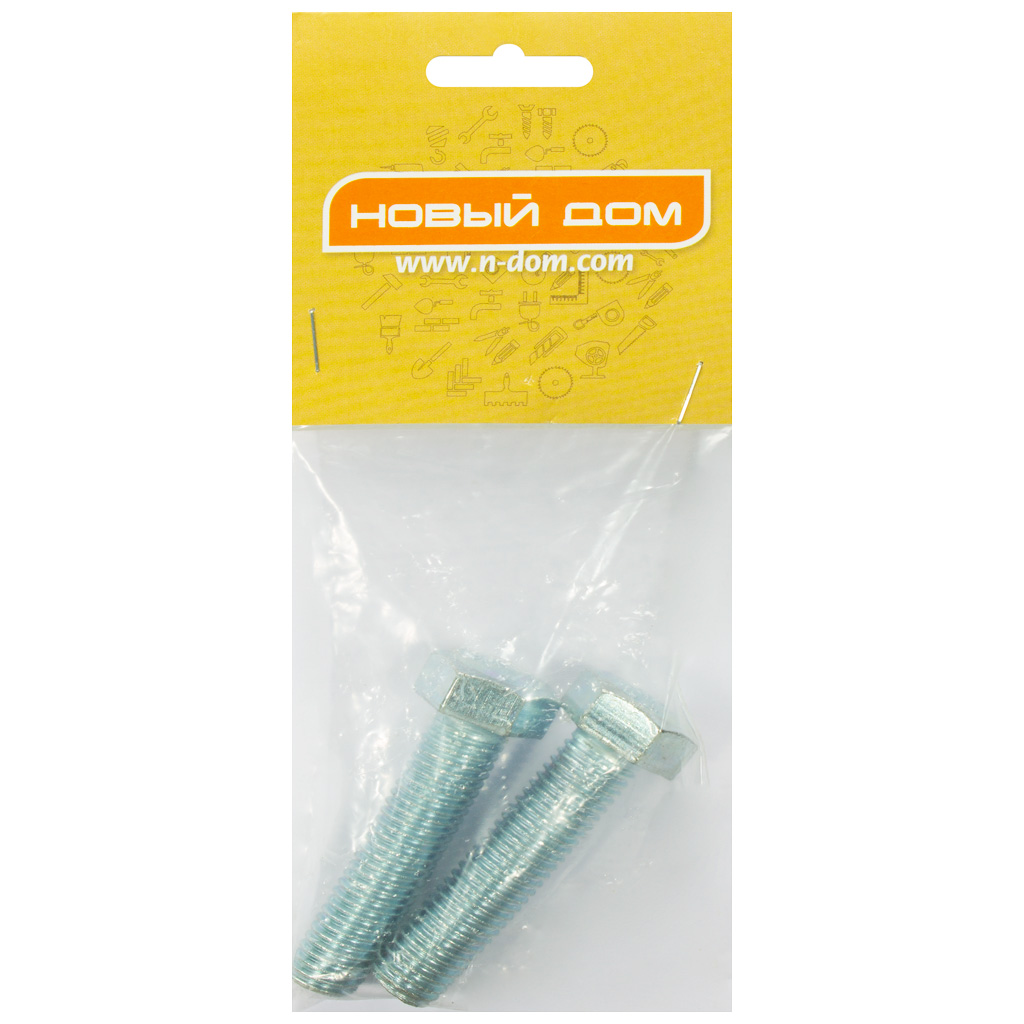 Болт с шестигранной головкой М 16 х 60, оцинкованный, 2 шт/упак