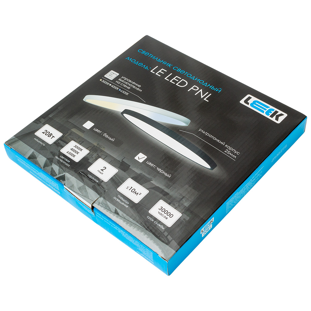 Светильник светодиодный Leek, 20Вт, 3000-6500К, IP40, черный