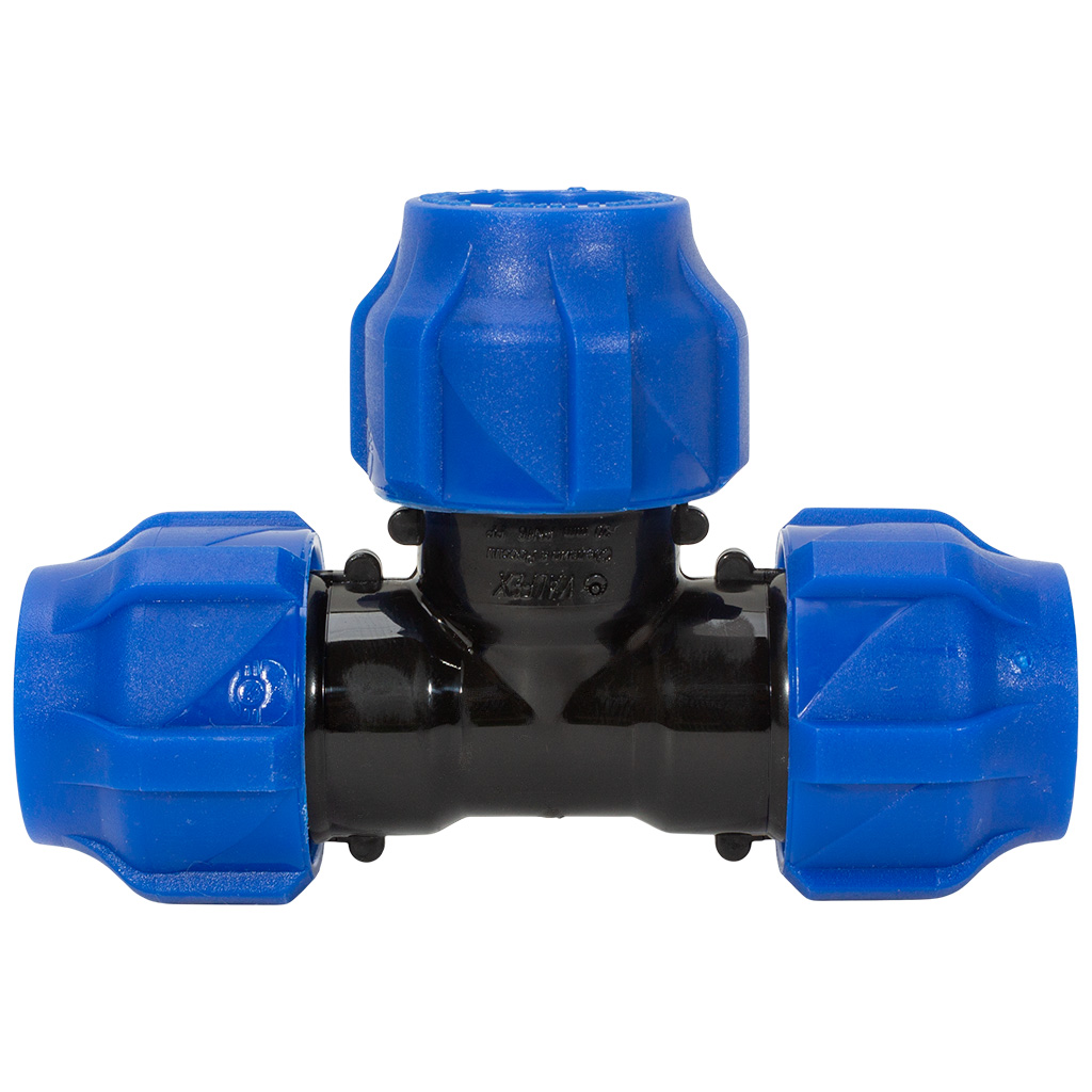 Тройник ПНД соединительный, ДУ20 х ДУ20 х ДУ20, компрессионный