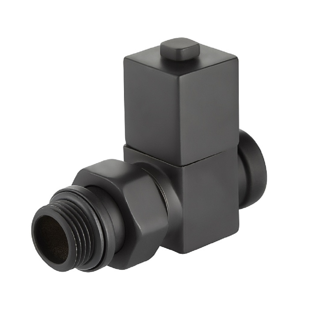 Набор дизайн-вентелей Royal Thermo Cube, черный, прямой, 1/2