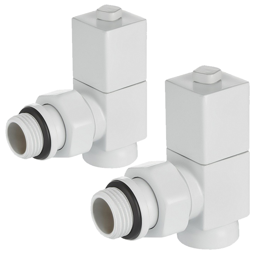 Набор дизайн-вентелей Royal Thermo Cube, белый, угловой, 1/2