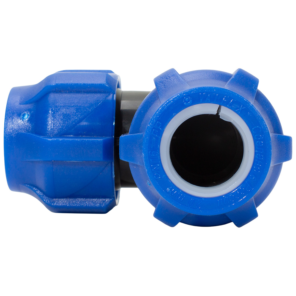 Отвод ПНД соединительный, ДУ20 х ДУ20, компрессионный