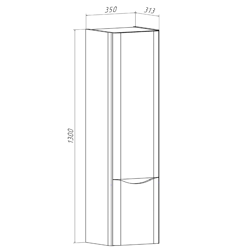 Шкаф-пенал Тоскана 35, темное дерево, подвесной, правый