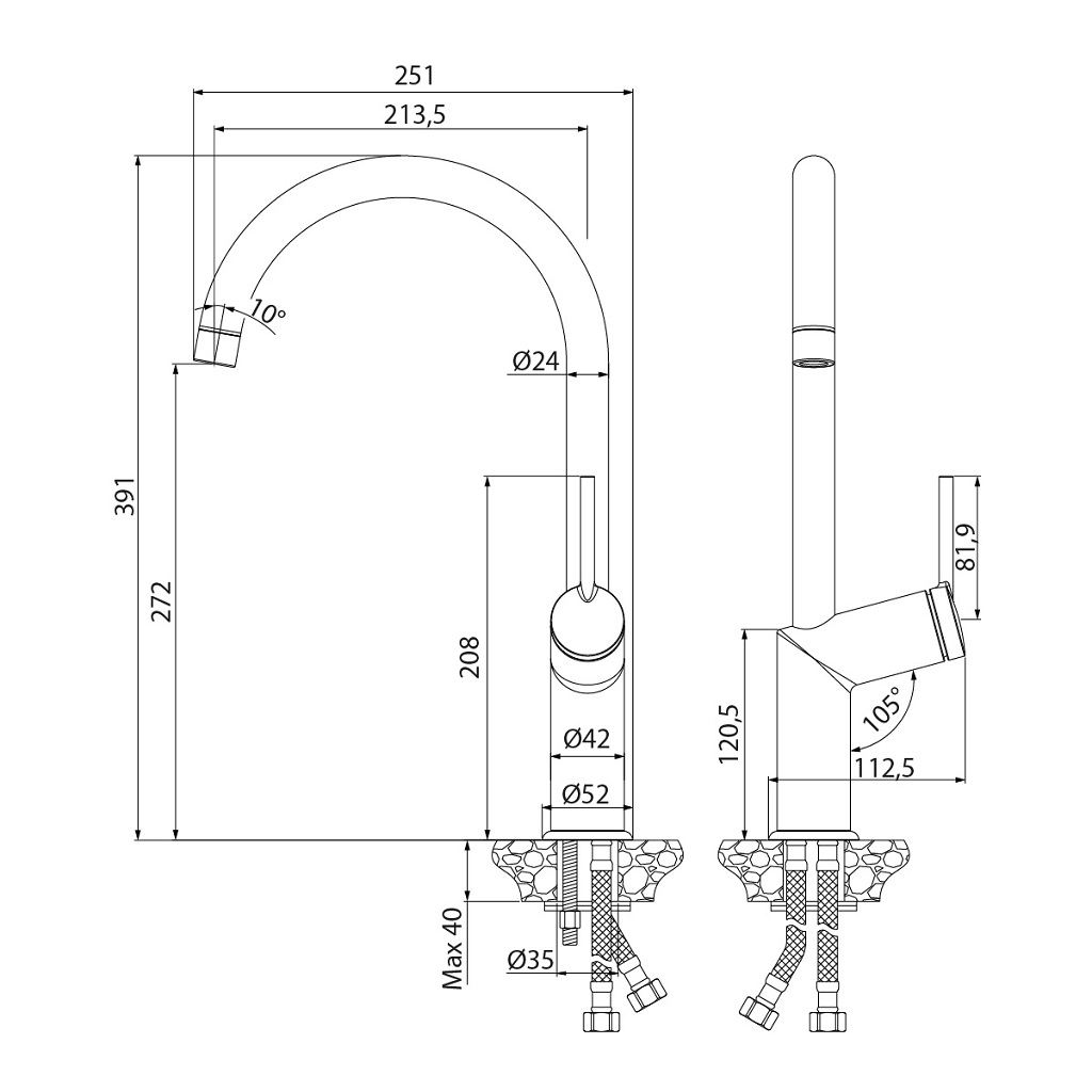 Смеситель Lemark Minima LM3805C, для кухни