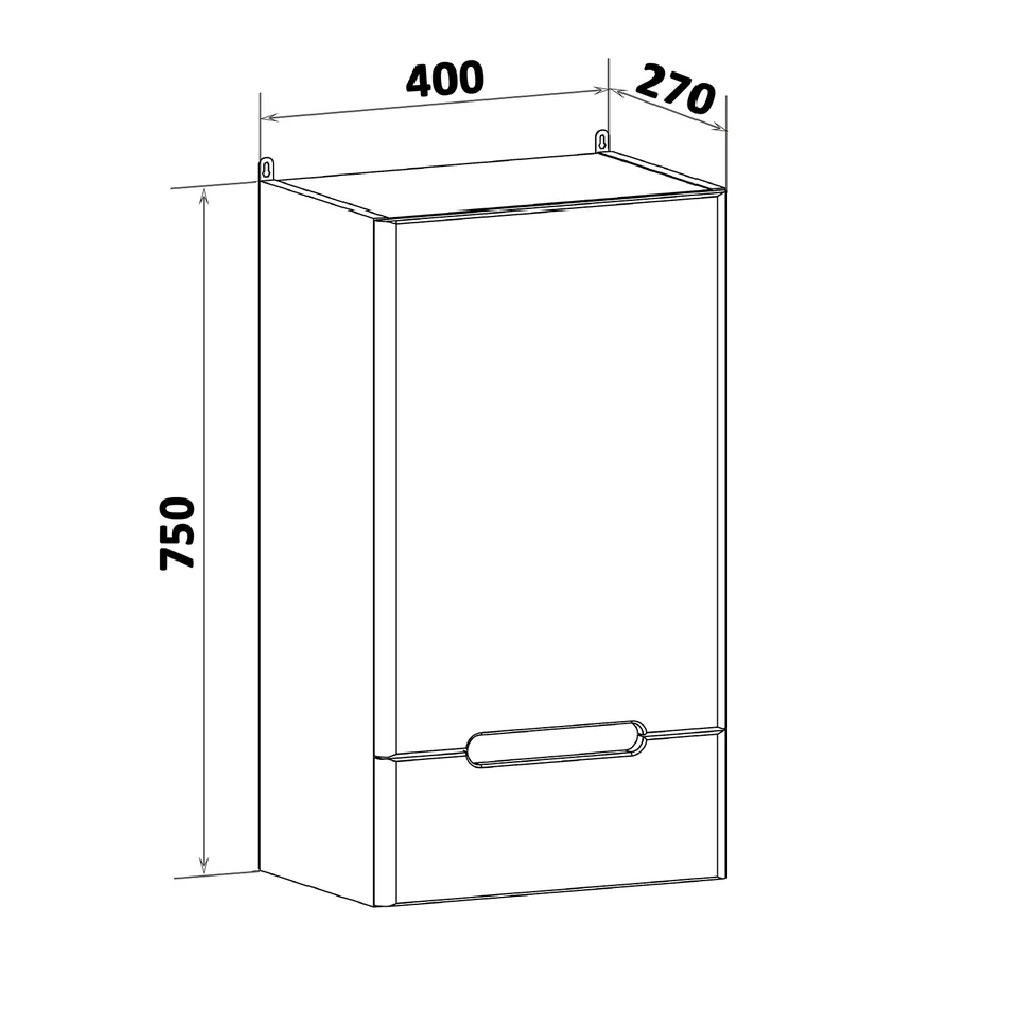 Шкаф подвесной Парма 40, белый, правый
